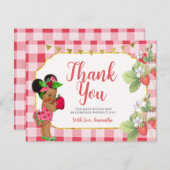 ベリースイートストロベリーガールベビーシャワー サンキューカード (正面/裏面)