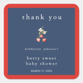 ベリースイートストロベリーガールベビーシャワー スクエアシール