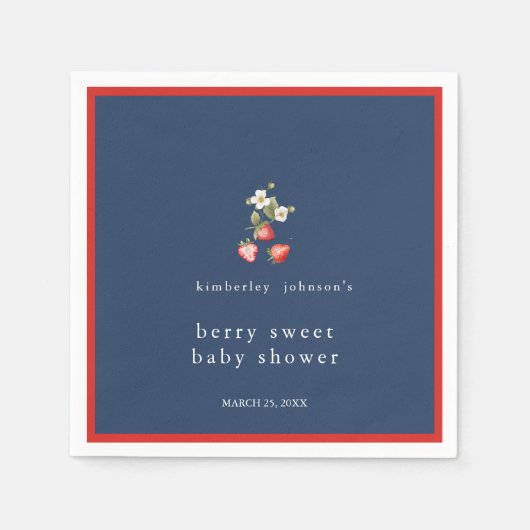 ベリースイートストロベリーガールベビーシャワー スタンダードカクテルナプキン (正面)