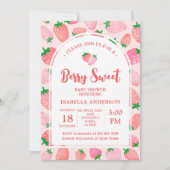 ベリースイートストロベリーガールベビーシャワー 招待状 (正面)