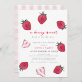 ベリースイートストロベリーガールベビーシャワー 招待状 (正面/裏面)