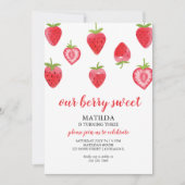 ベリースイートストロベリーガール誕生日招待状 招待状 (正面)