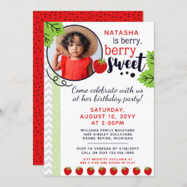 ベリースイートストロベリーキッズバースデーパーティー 招待状