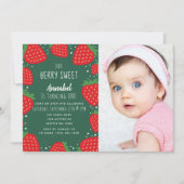 ベリースイートストロベリーキッズ1stバースデーフォト 招待状 (正面)