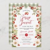 ベリースイートストロベリーギンガムフローラベビーシャワー 招待状 (正面/裏面)