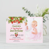 ベリースイートストロベリーテーマガールズ誕生日 招待状 (スタンド正面)