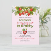ベリースイートストロベリーテーマガールズ誕生日 招待状 (スタンド正面)