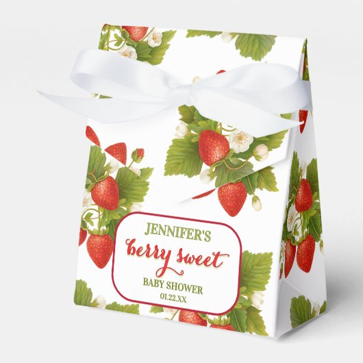 ベリースイートストロベリーテーマベビーシャワー フェイバーボックス (正面サイド)