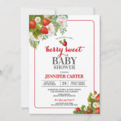 ベリースイートストロベリーテーマベビーシャワー 招待状 (正面)