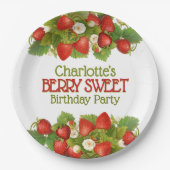 ベリースイートストロベリーテーマ誕生日パーティー ペーパープレート (正面)