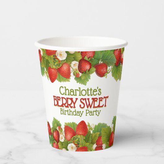 ベリースイートストロベリーテーマ誕生日パーティー 紙コップ (正面)