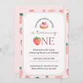 ベリースイートストロベリーテーマ1stバースデーインビタティ 招待状 (正面/裏面)