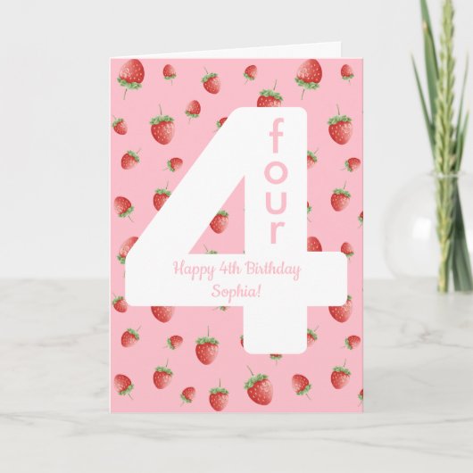ベリースイートストロベリーハッピーバースデーカード カード (正面)