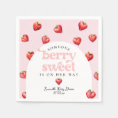 ベリースイートストロベリーハートガールベビーシャワー スタンダードカクテルナプキン (正面)