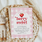 ベリースイートストロベリーハートガールベビーシャワー 招待状