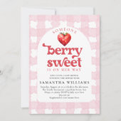 ベリースイートストロベリーハートガールベビーシャワー 招待状 (正面)