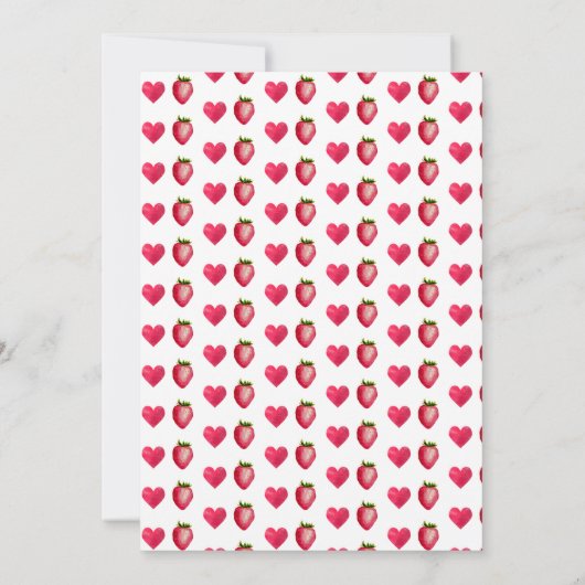 ベリースイートストロベリーハートユニセックスベビーシャワー 招待状 (裏面)