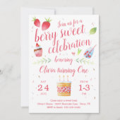 ベリースイートストロベリーバースデーパーティーの招待 (正面)