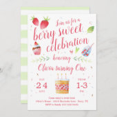 ベリースイートストロベリーバースデーパーティーの招待 (正面/裏面)