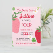 ベリースイートストロベリーバースデーパーティーの招待 招待状 (スタンド正面)