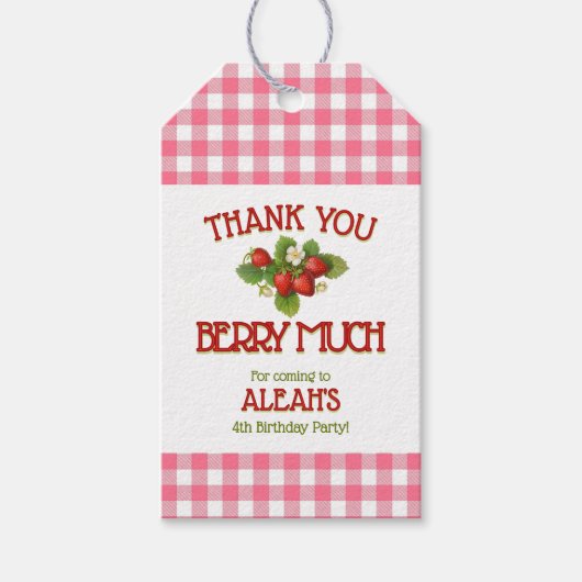 ベリースイートストロベリーバースデーパーティー ギフトタグ (正面)
