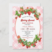 ベリースイートストロベリーピンクガールベビーシャワー 招待状 (正面)