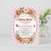 ベリースイートストロベリーピンクガールベビーシャワー 招待状 (スタンド正面)