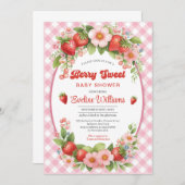 ベリースイートストロベリーピンクベビーシャワー招待状 招待状 (正面/裏面)