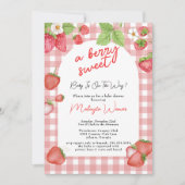 ベリースイートストロベリーピンクベビーシャワー 招待状 (正面)