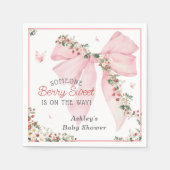 ベリースイートストロベリーピンクボウフローラベビーシャワー スタンダードカクテルナプキン (正面)