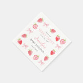 ベリースイートストロベリーピンクボウベビーガールシャワー スタンダードカクテルナプキン (角)