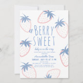 ベリースイートストロベリーピンク白ベビーシャワー 招待状 (正面)
