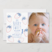 ベリースイートストロベリーピンク1stバースデーフォト 招待状 (正面)