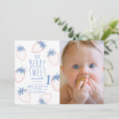 ベリースイートストロベリーピンク1stバースデーフォト 招待状 (スタンド正面)