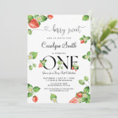 ベリースイートストロベリーファースト誕生日招待状 招待状 (スタンド正面)