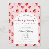 ベリースイートストロベリーフルーツ赤ちゃんシャワー 招待状 (正面/裏面)