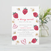 ベリースイートストロベリーフローラガールベビーシャワー 招待状 (スタンド正面)