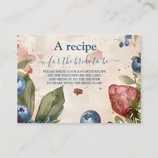 ベリースイートストロベリーブライダルシャワーレシピ エンクロージャーカード (正面)
