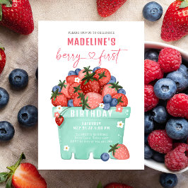 ベリースイートストロベリーブルーベリーファースト誕生日 招待状