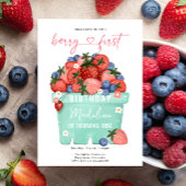ベリースイートストロベリーブルーベリーファースト誕生日 招待状