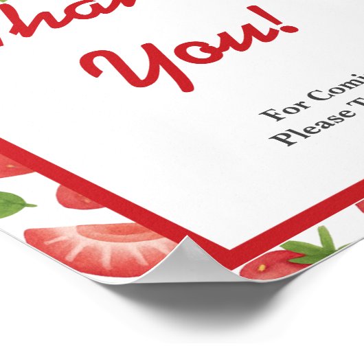 ベリースイートストロベリーベビーシャワーありがとうサイン ポスター (角)