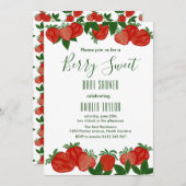 ベリースイートストロベリーベビーシャワーガール 招待状 (正面/裏面)