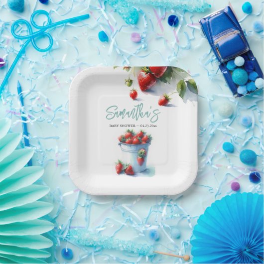 ベリースイートストロベリーベビーシャワーディスポーザブル ペーパープレート (パーティー)