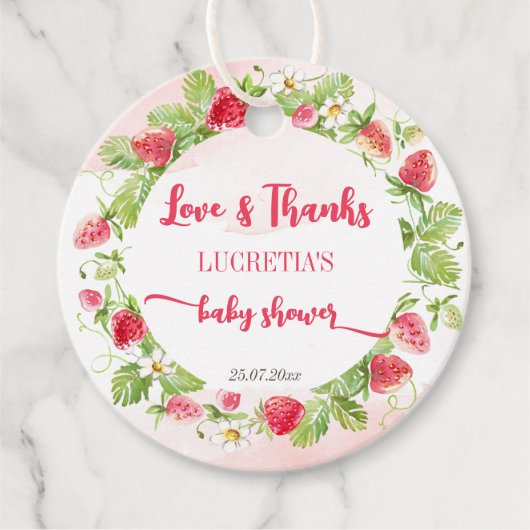 ベリースイートストロベリーベビーシャワー感謝していユーザ フェイバータグ (正面)