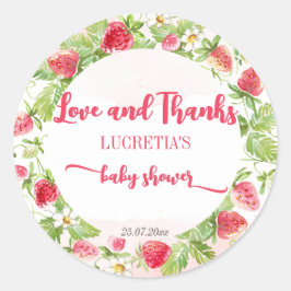 ベリースイートストロベリーベビーシャワー感謝していユーザ ラウンドシール