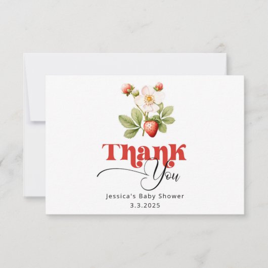 ベリースイートストロベリーベビーシャワー感謝していユー カード (正面)