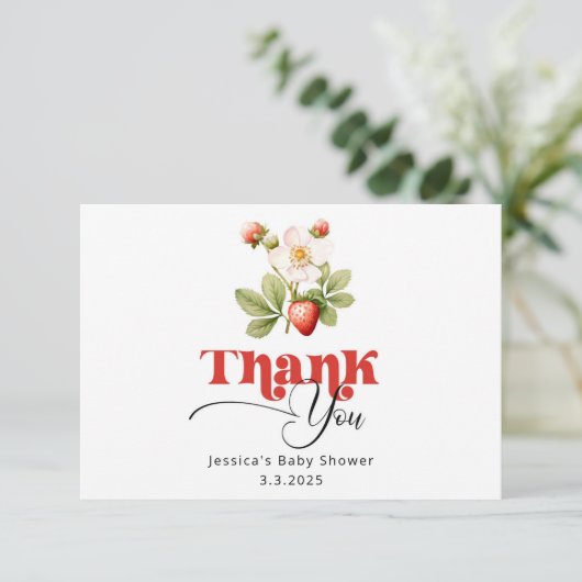 ベリースイートストロベリーベビーシャワー感謝していユー カード (スタンド正面)