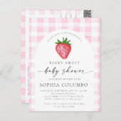 ベリースイートストロベリーベビーシャワー招待状 ポストカード (正面/裏面)