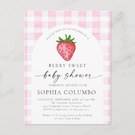 ベリースイートストロベリーベビーシャワー招待状 ポストカード