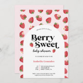 ベリースイートストロベリーベビーシャワー招待状 招待状 (正面/裏面)